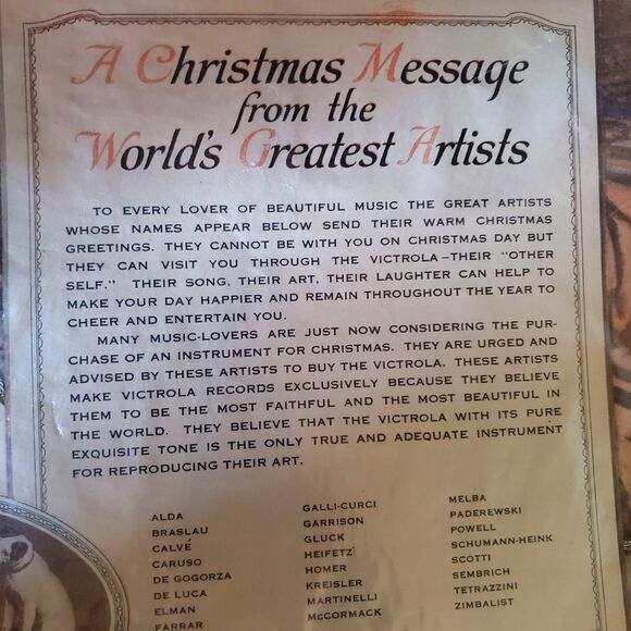 1919 Victor Victrola Ad Poster Print, A Christmas Message From Artists, 16 X 11 - Picture 2 of 9